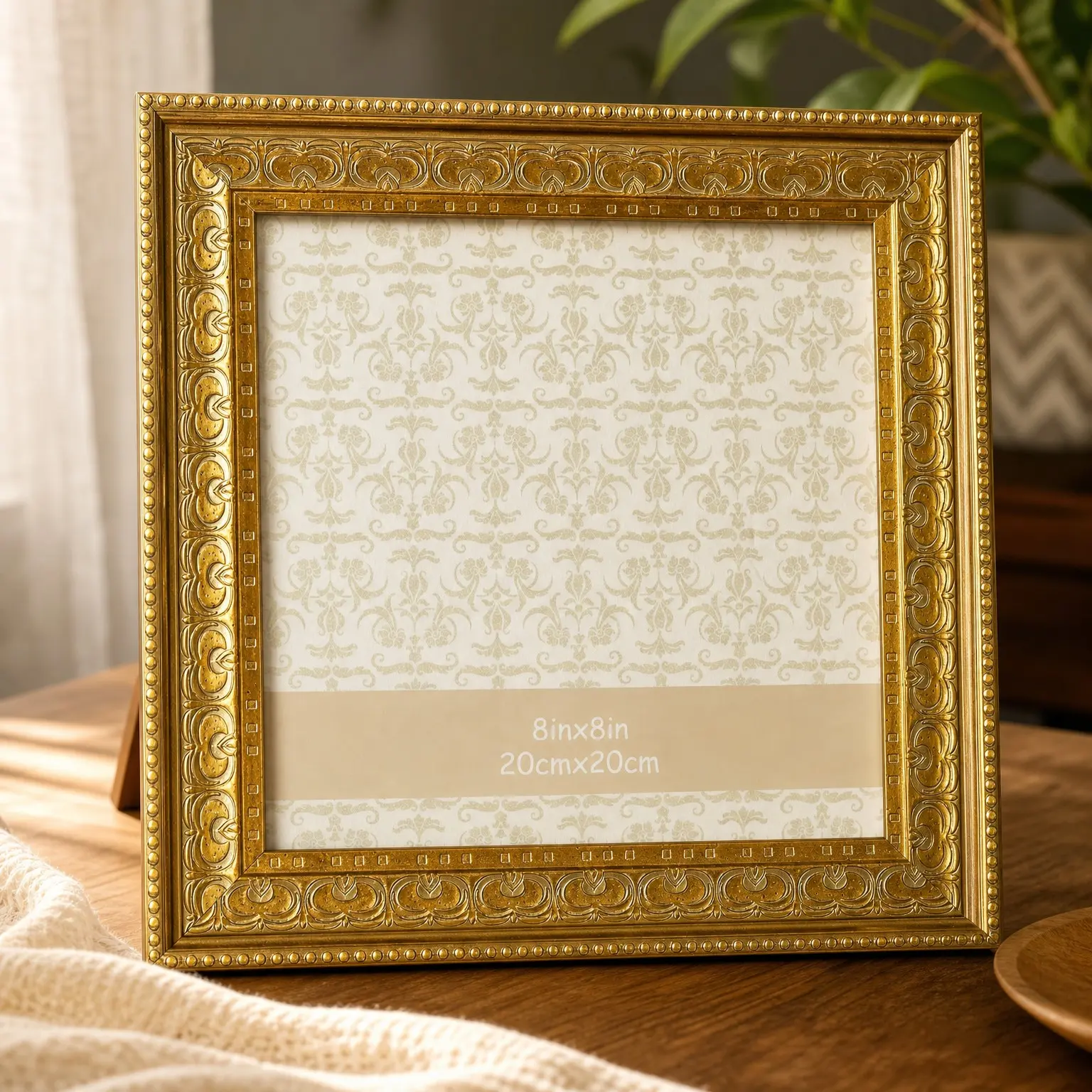 8x8 Gold Vintage Picture Frame, Antique Ornate Square Photo Frame for Wall or Tabletop Display, Classic Home Office Decor, Fits 8x8 PicturesGift