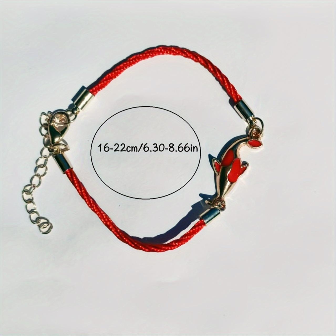 Lucky Koi Fish Red String Bracelet, Handmade Woven Adjustable Rope Bracelet for Men and Women