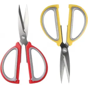 2-Pack Kitchen Shears, Lightweight Scissors, Stainless Steel with Large Non-Slip Handle, 7.67 Inch, Red and Yellow