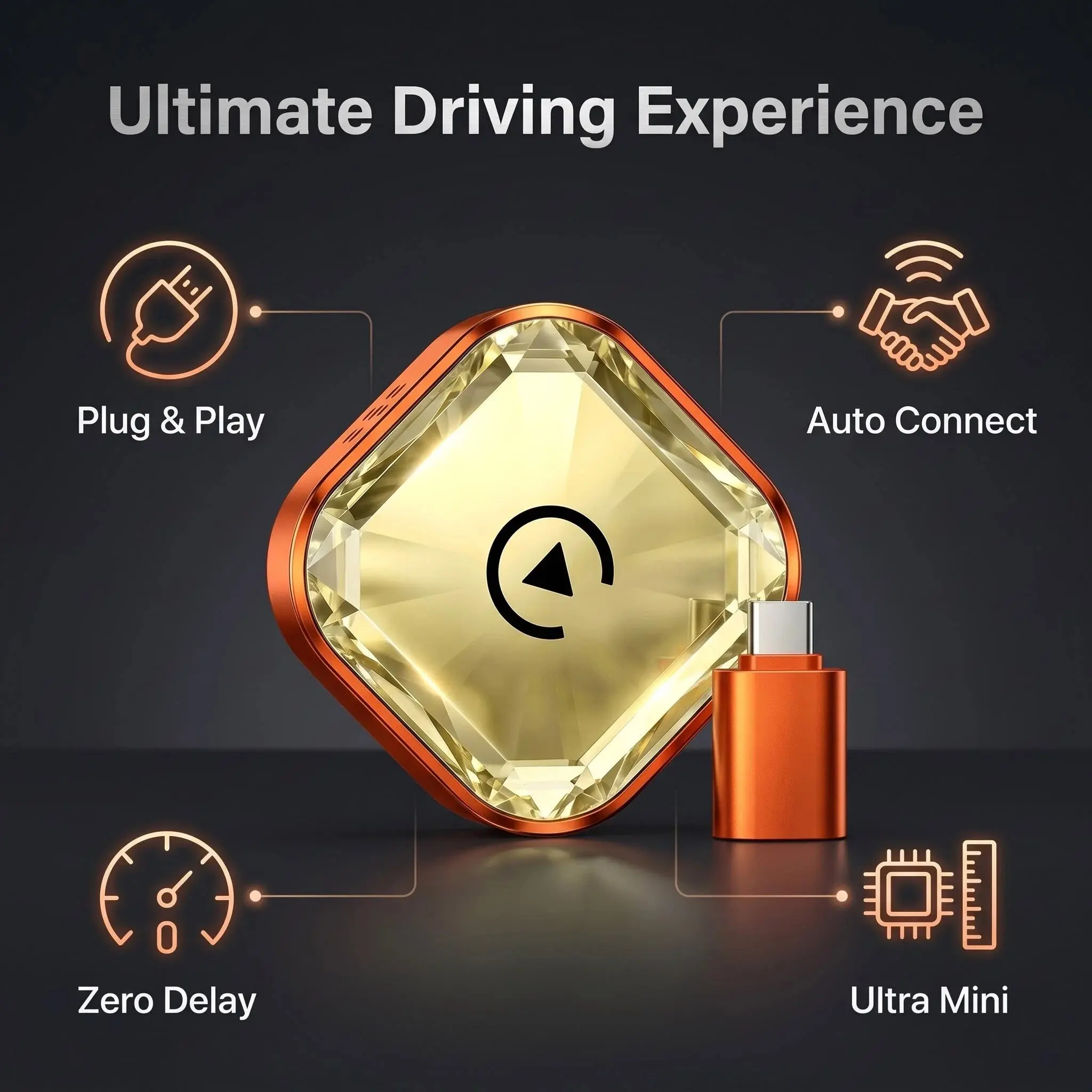 Mini Wireless CarPlay Adapter - 5.8GHz WiFi Aluminum Alloy Device, Plug & Play, Auto Reconnect for Converting Wired CarPlay to Wireless for iPhone-Compatible OEM Cars Stereos
