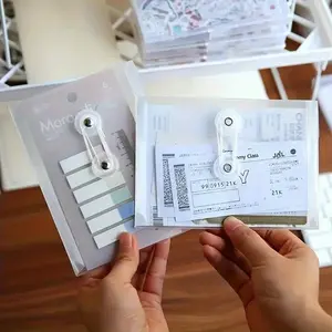 5pcs 6.2IN Size Plastic Envelopes Poly Envelope Folder, Cash/Ticket/Bill Cards Organizer,  , for School and Office Supplies