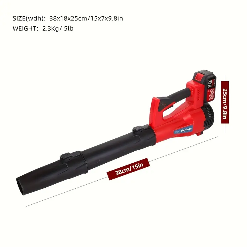 Wireless leaf blower for gardens, a rechargeable power tool with battery and blower tube, a lightweight wireless leaf blower, suitable for autumn and winter cleaning in gardens and homes