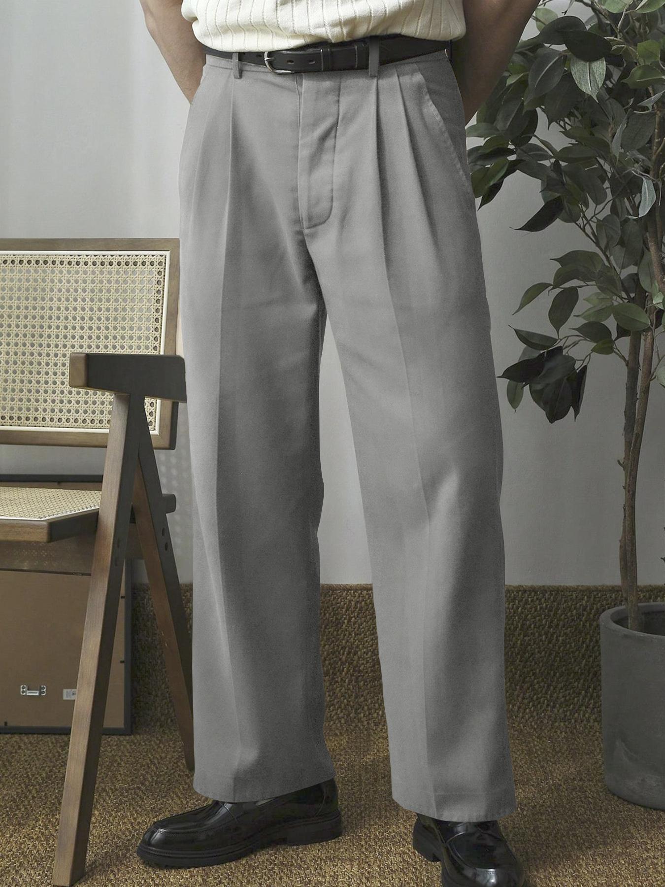 Men's Solid Color Pants without Belt, Loose Casual Comfy Straight Leg Trousers for Work Office Business, Men's Bottoms for All Seasons, Business Attire Clothes