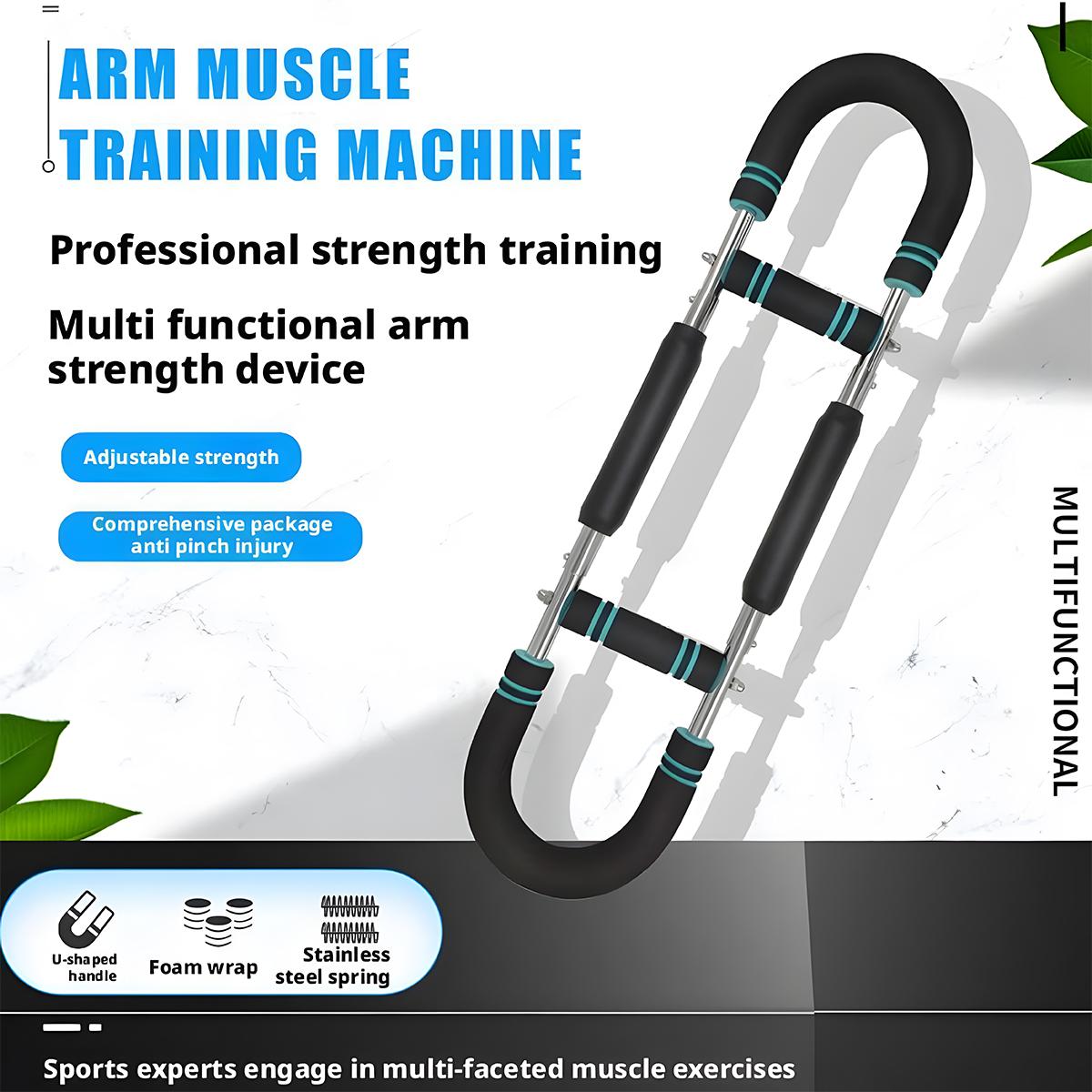 Portable Home Fitness Twister Arm Exerciser, Adjustable 60-110lbs Spring Workout Bar, Ideal for Forearm, Triceps & Chest Strength Training