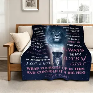 Dad to Daughter Love Letter Flannel Blanket Romantic Birthday Christmas Gift Soft Cozy Lightweight AC Throw Blanket Kids Teens Sofa Bed Bedroom Living Room Home Decor Travel Movie Night Emotional Gift from Father to Daughter
