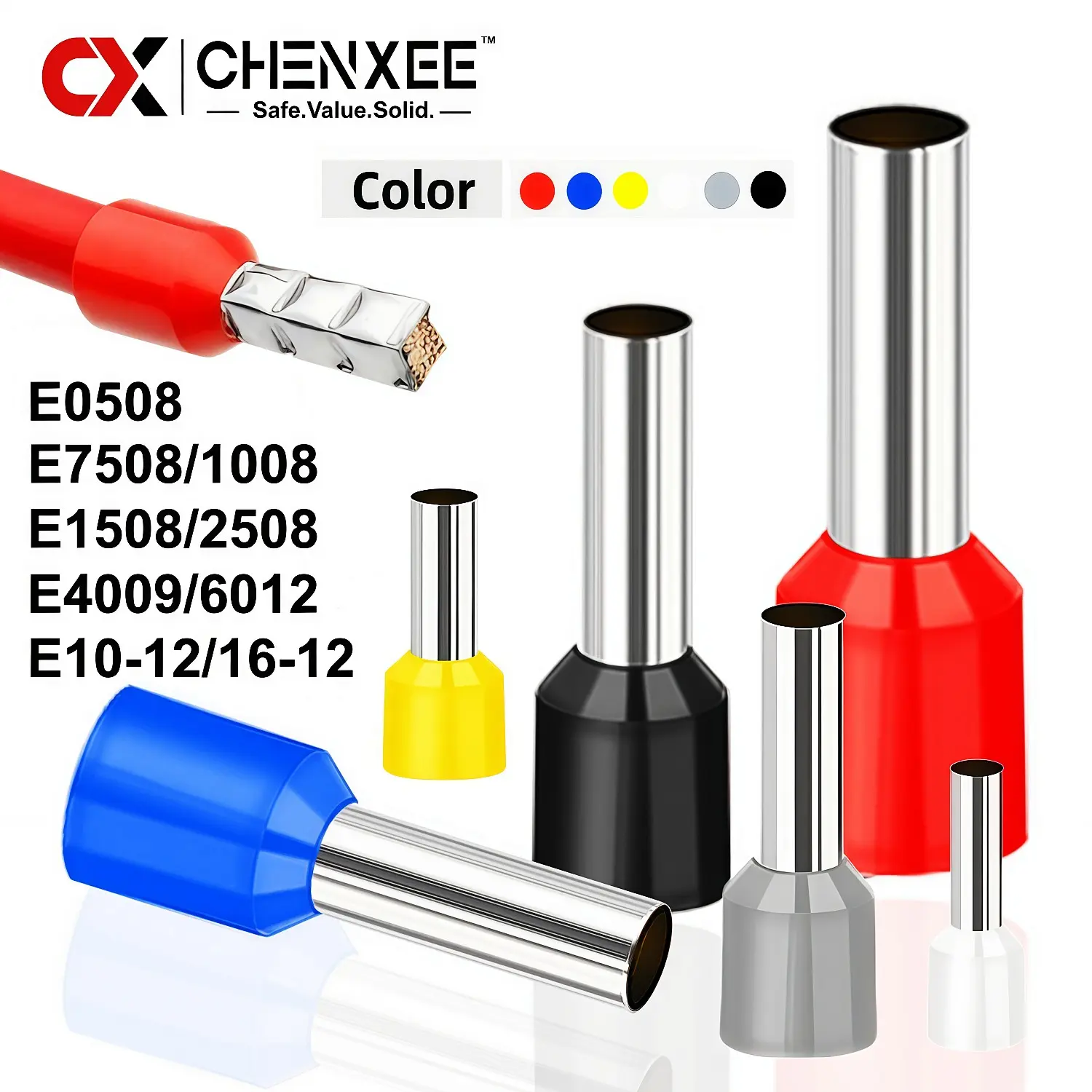 200pcs Wire Crimp Terminals, 9 Sizes Multi-Color Connectors 22-6awg 0.5-16mm², Pin Terminals for Electrical Industrial Control