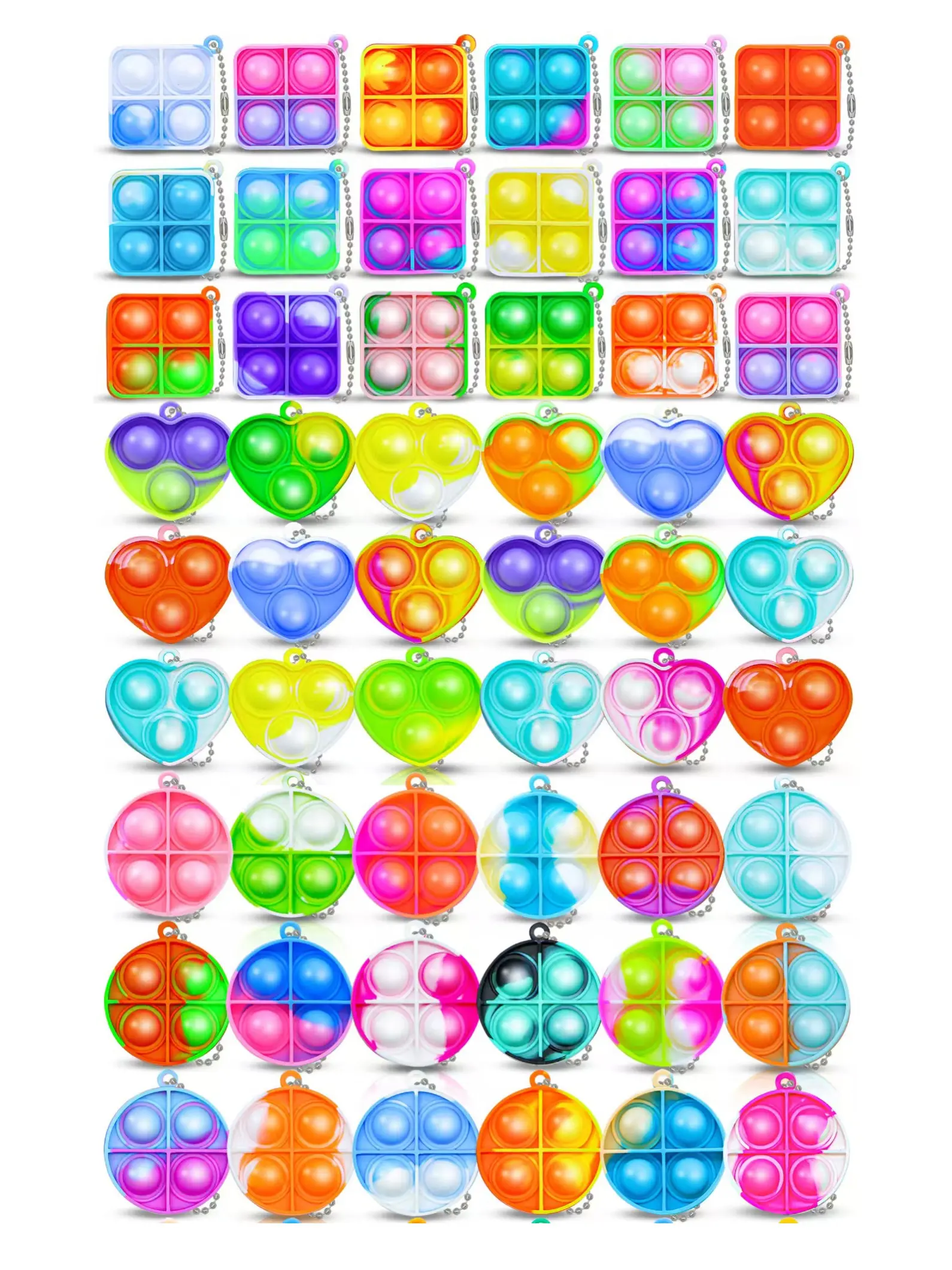 Pop Fidget Keychain 12 Pack, Mini Fidget Toys Bulk, Kids Sensory Toys, Kids Party Favors, Classroom Back to School Gifts, Birthday Goodie Bag Stuffers