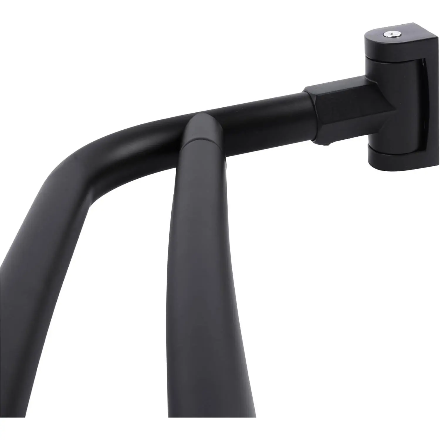 Double Curved Shower Rod, Metal Construction, Adjustable Between 44 to 70 Inches, Aluminum Rods and Zinc Mounting Hardware, Quality Modern Bathware, Black Finish