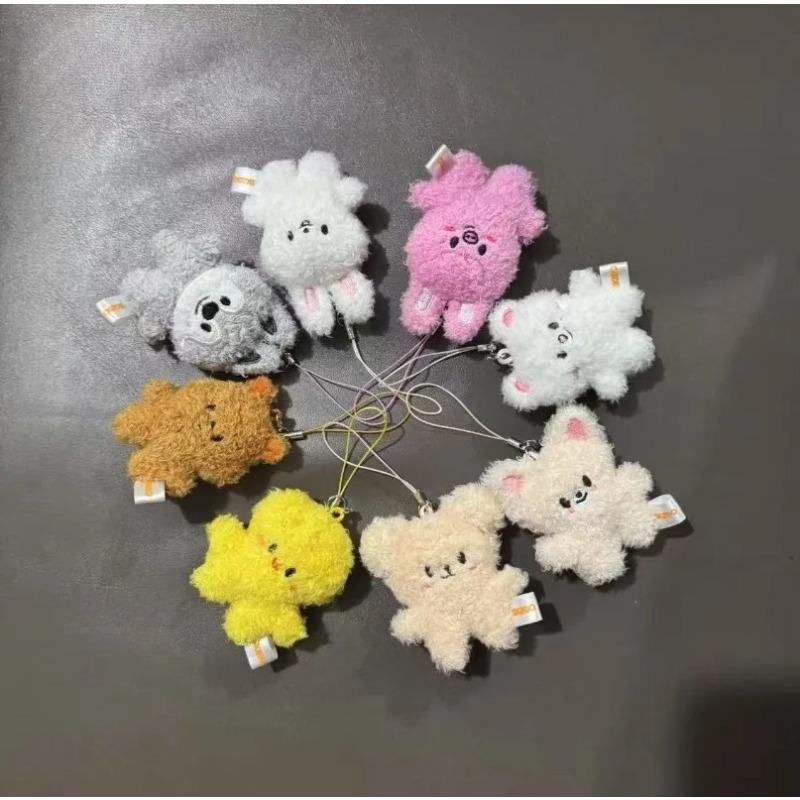 Cute Mini Plush Keychains Set, Kawaii Animal Stuffed Bag Charms, Soft Fluffy Bunny Bear Wolf Keyrings for Girls, Perfect Gift