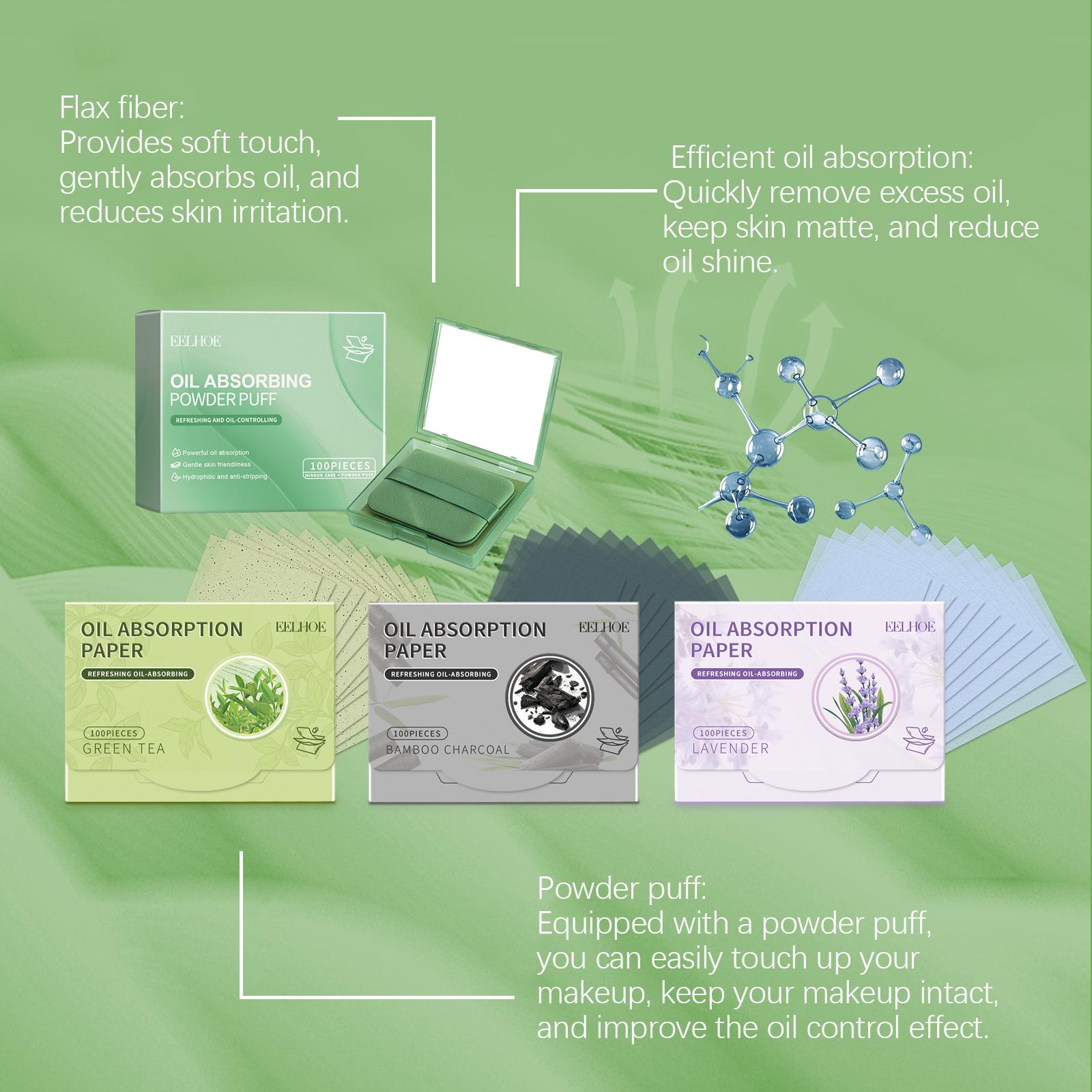 OUHOE Oil Blotting Sheets Linen Fiber Natural Absorption Adhesive Strip Easy Peel Makeup-Friendly No Powder Removal Controls Shine Boosts Confidence Gentle for All Skin Types