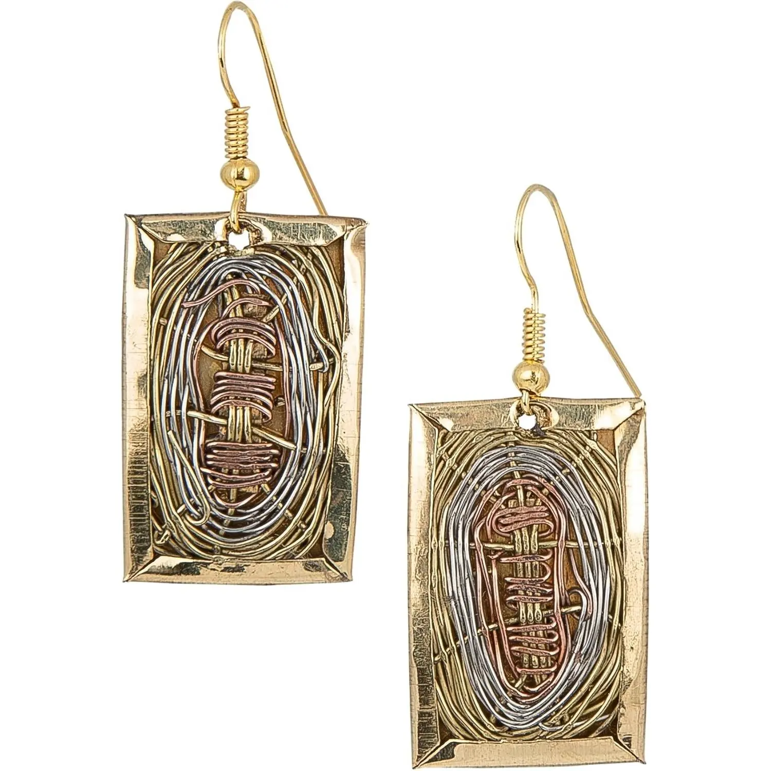 Handmade 3 Toned Basket Weave Earrings | Collection