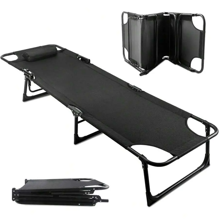 70"X 22" Camping Cot with Thick Pad, Sleeping Cots, Camping Bed, Folding Cot, Comfortable Double Layer Oxford Heavy Duty with Carry Bag for Home and Outdoor Travel