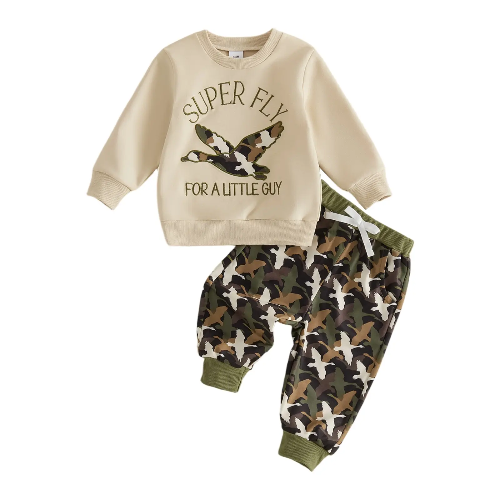 Toddler Baby Little Boys 2-piece Outfit Embroidery Letters Sweatshirt with Duck Print Pants Set Fall Winter 0-3 Years
