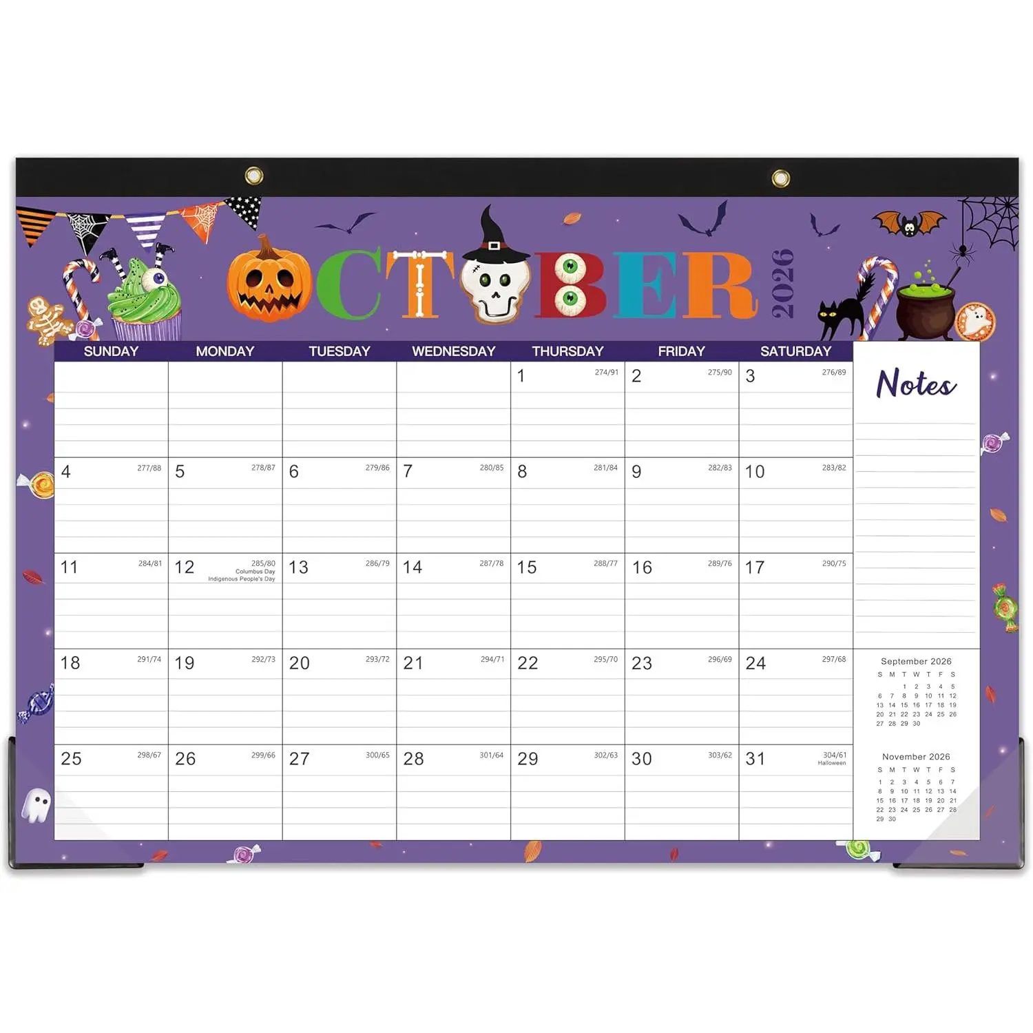 Desk Calendar 2026-2027 - Calendar 2026-2027 from July 2026 to December 2027, 12" x 17", 18 Monthly Desk Calendar with Protector Corner- Holiday Design