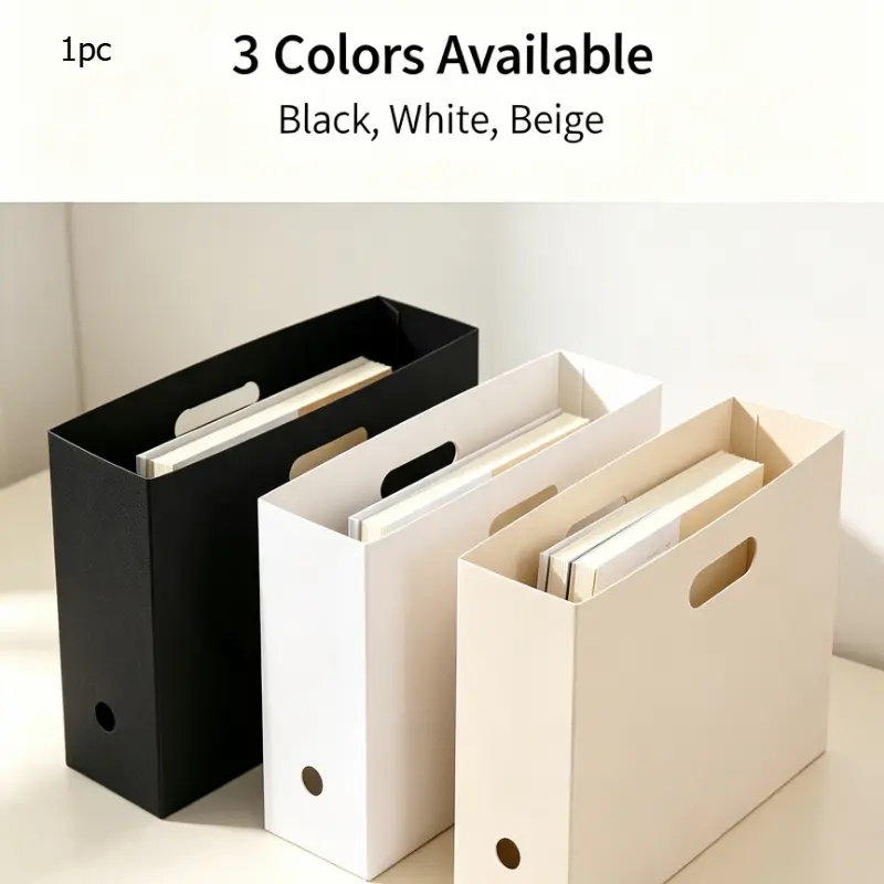 Desktop Foldable Magazine File Holder, Sturdy Paper Material Document Storage Caddy, Practical Desk Organizer for Home Office Study