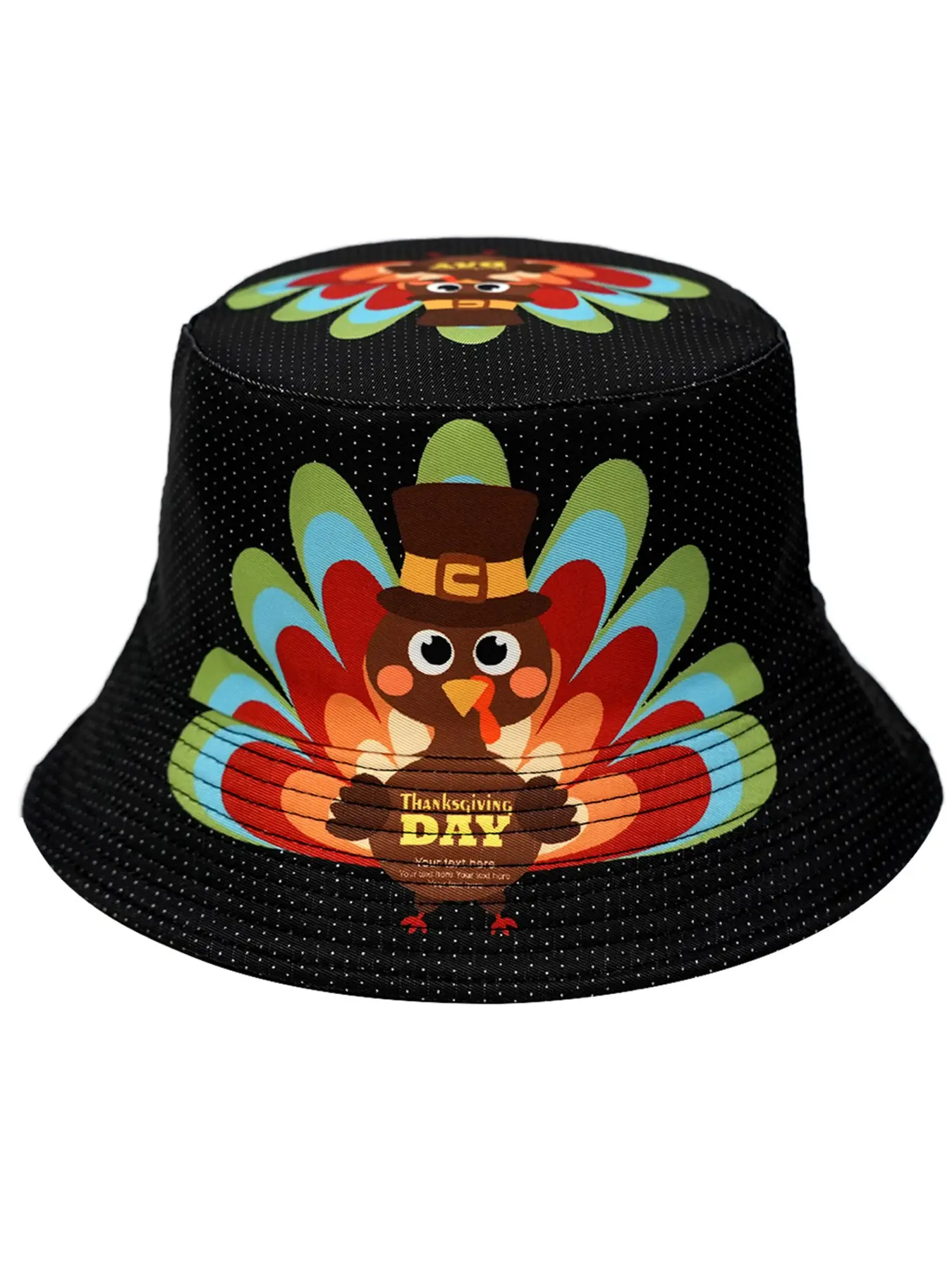 Men's Cartoon Turkey Hat, Thanksgiving Festival Accessory, Fisherman Cap, Fall Holiday, Party Bucket Hat, Women's Bucket Hat