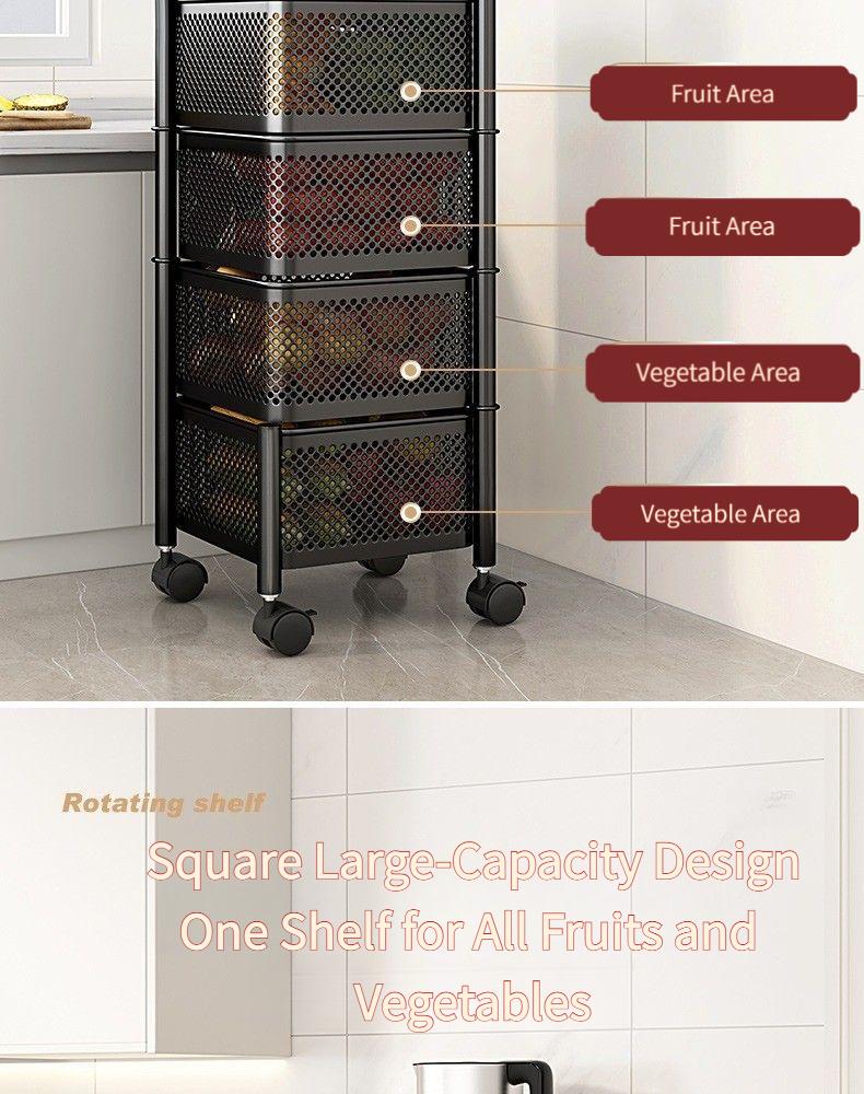 Rotatable multi-layer floor-standing bedroom cart, kitchen storage rack, multifunctional household snack rack, bedside rack