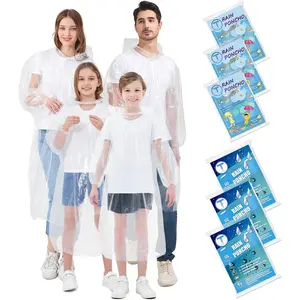 Disposable Rain Ponchos Family 6 Pack/Adults 4-10 Pack/Kids 6 Pack-50% Thicker with SleeveGift.