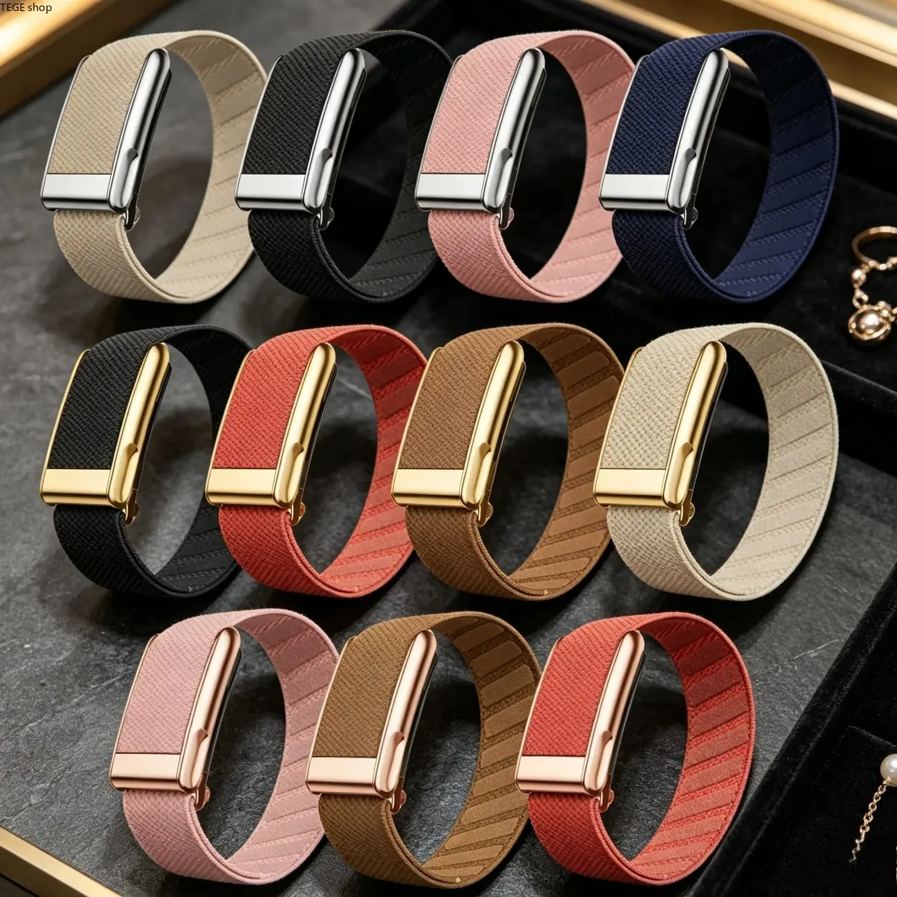 Knitted Sports Watch Band With Rose Gold Frame, Replacement Strap Compatible With Whoop 5.0 1+ Peak And MG ECG For Workout Daily Wear (Strap Only)