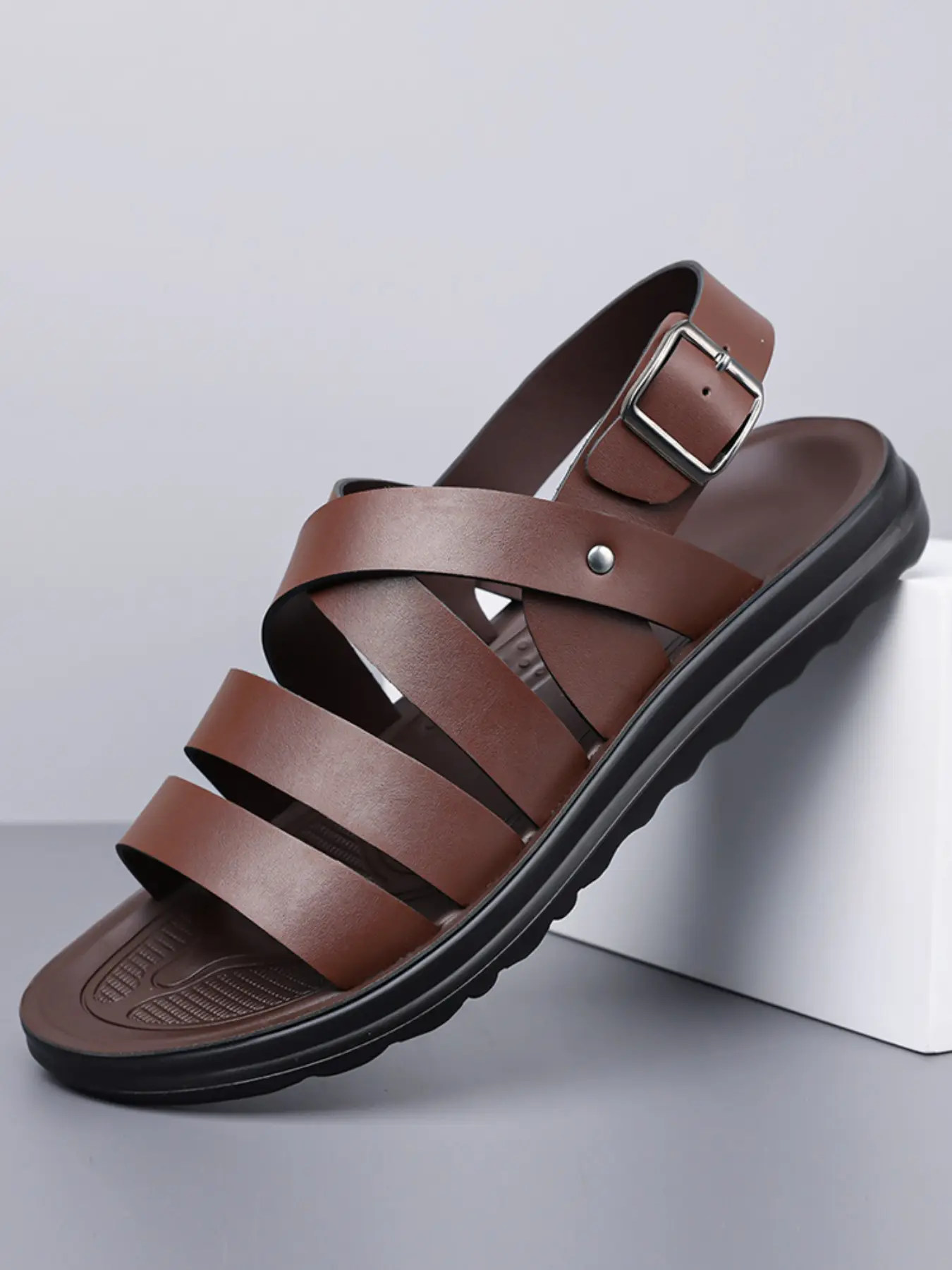 Men's Beach Sandals, Thick Dual-Layer Sole, Cage Roman Slippers, Middle Eastern Arabic Footwear, Summer Travel Footwear, Comfortable and Stylish