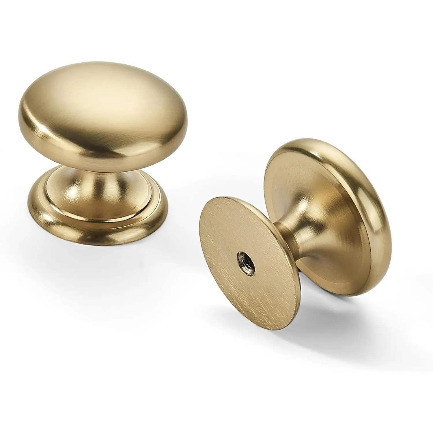 khtumeware 4-Pack 1.5-Inch Brushed Brass Bifold Closet Door Knobs, Zinc Alloy House Decor Knobs for Home Kitchen & Bathroom Cabinets with Installation Screws