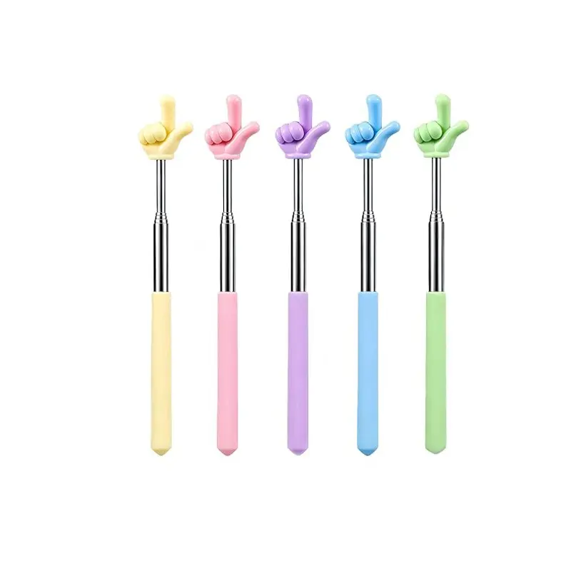 Retractable Finger Pointer Stick with Colorful Telescopic Design, Mini Extendable Classroom Pointer for Whiteboard and Blackboard Teaching Presentation Supplies