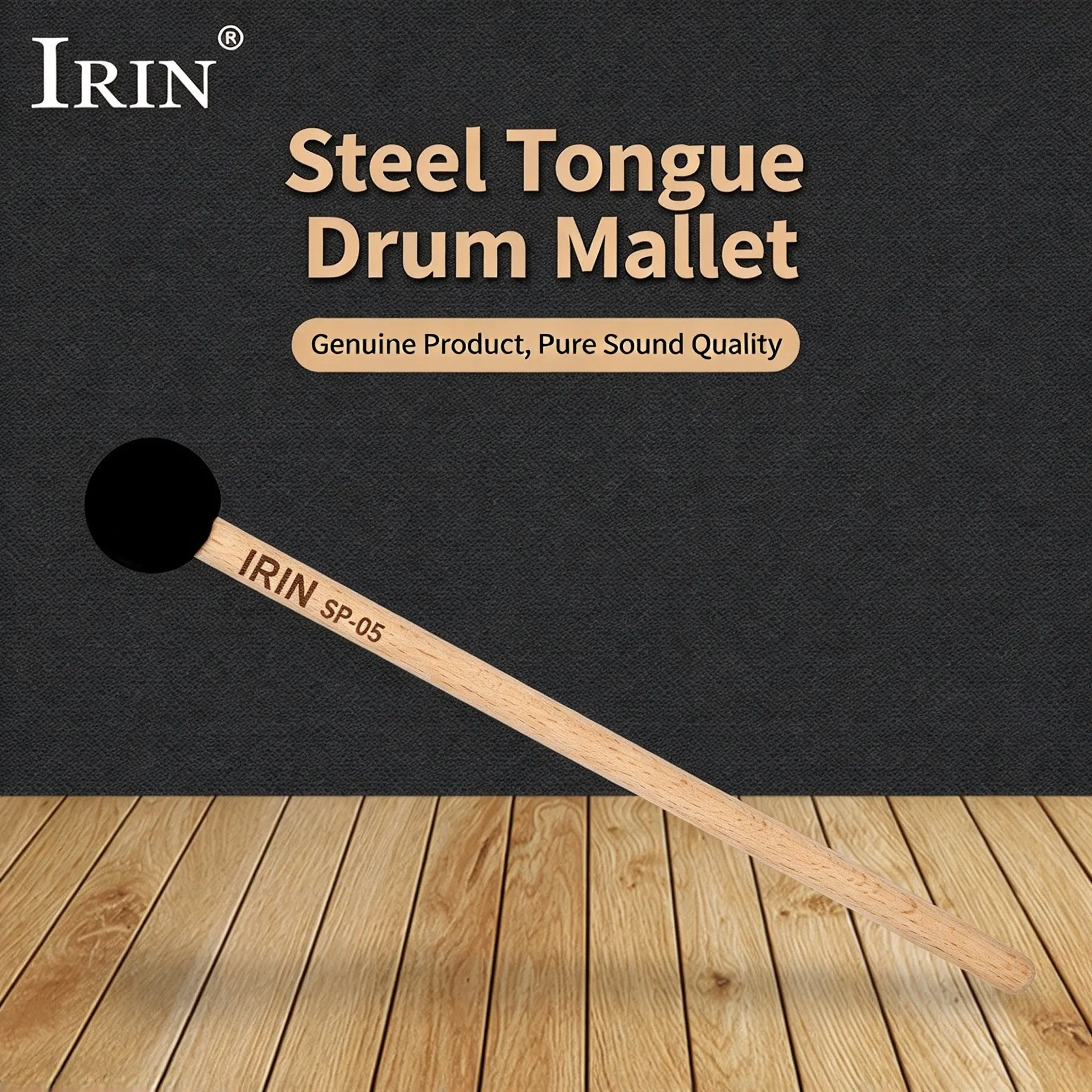 IRIN Song Bowl Handpan Mallet, Premium Beech Wood Shaft, Elastic Rubber Tip, Anti-slip Smooth Handle, Deliver Mellow Clear Sound, Ideal Percussion Stick for Meditation & Performance