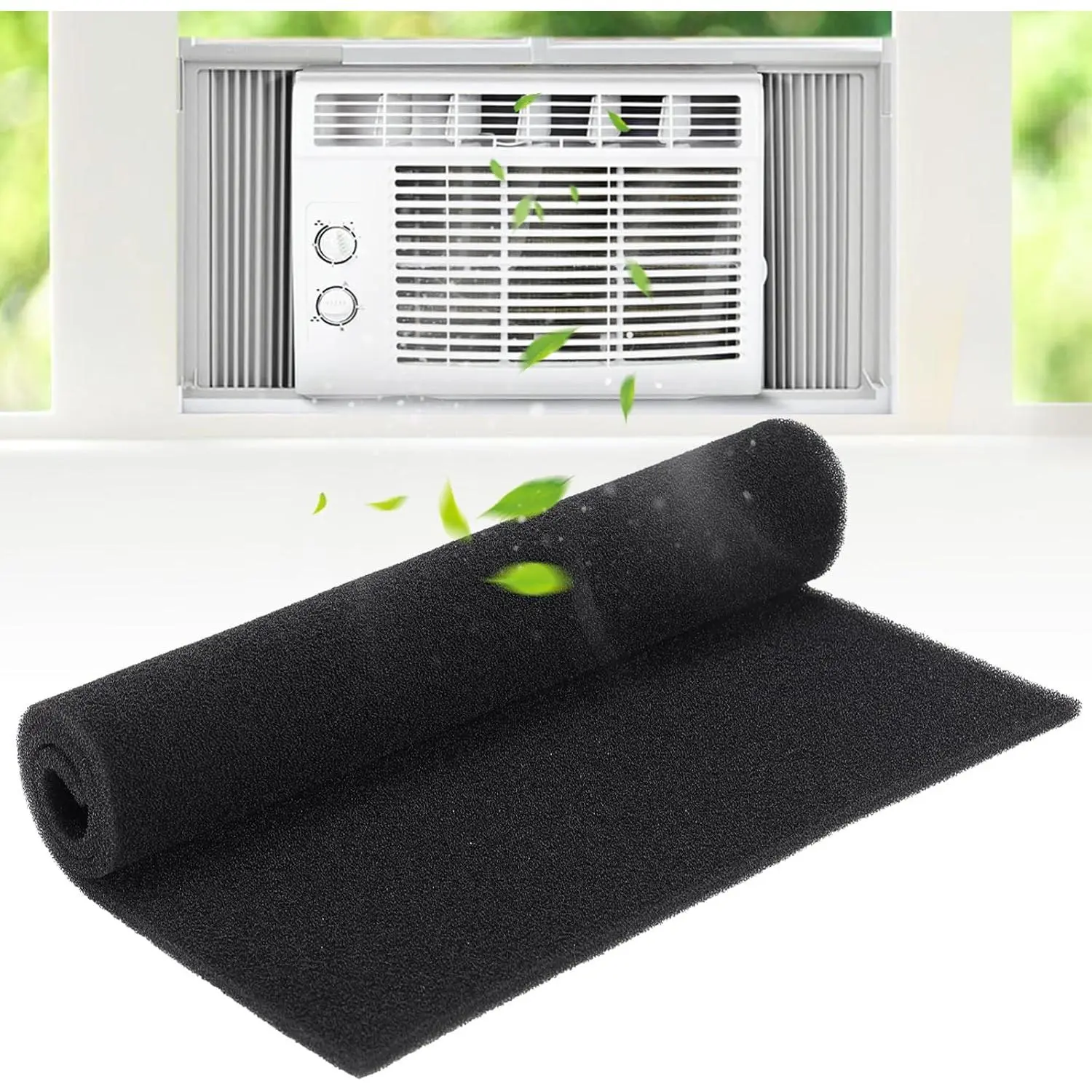 15.7" x 27.6"  Cuttable Air Conditioner Filters - Cut to Fit Carbon Pad Air Purifier Filters, Washable   Pad Pre Filter Roll for Air Filters AC Window Unit Charcoal Sheet