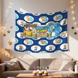 1pc Large Horizontal Tapestry Wall Hanging - Milo & Iconic Milo Design, Soft Skin Peel Texture Suitable for Living Room, Bedroom, Decor - Easy Install No Tools/Power, Polyester Fiber Decoration