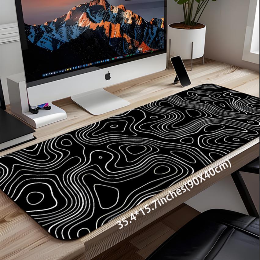 Abstract Terrain Line Pattern Mouse Pad, Rectangle Gaming Mouse Pad, Non-slip Rubber Pad, Aesthetic Desktop Decoration Protective Pad for Laptop, Desktop Computer Games, Desktop Accessory