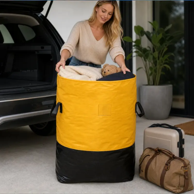 Extra-large carry bag with durable handles and a secure drawstring closure, big capacity foldable storage bag for moving, travel, dorms, luggage, portable carry bag, travel foldable bag, travel bag, storage and transport bag
