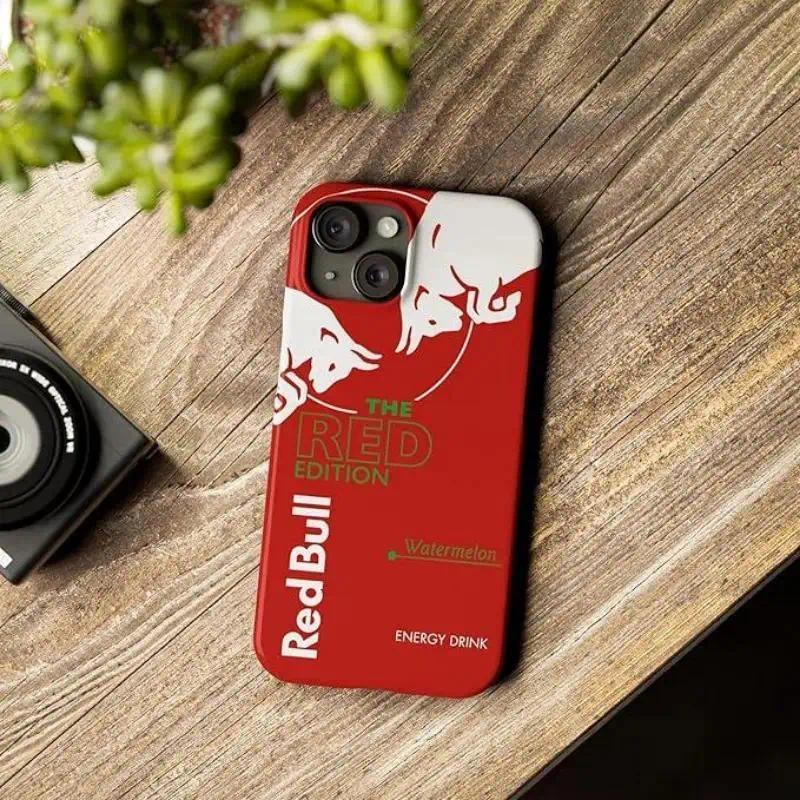Red Bull energy drink phone Cases For iPhone 17 16 15 14 13 12 Promax Pro Plus, Double-layer hard shell protection,best Gift