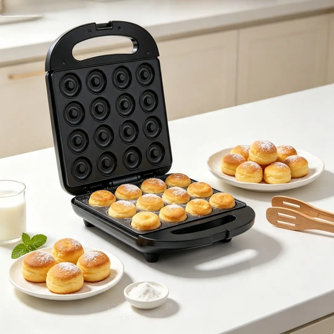 Compact 16-Hole Non-Stick Donut Baking Machine, 36x28cm, Automatic Multi-Functional Kitchen Appliance for Household and Commercial Use