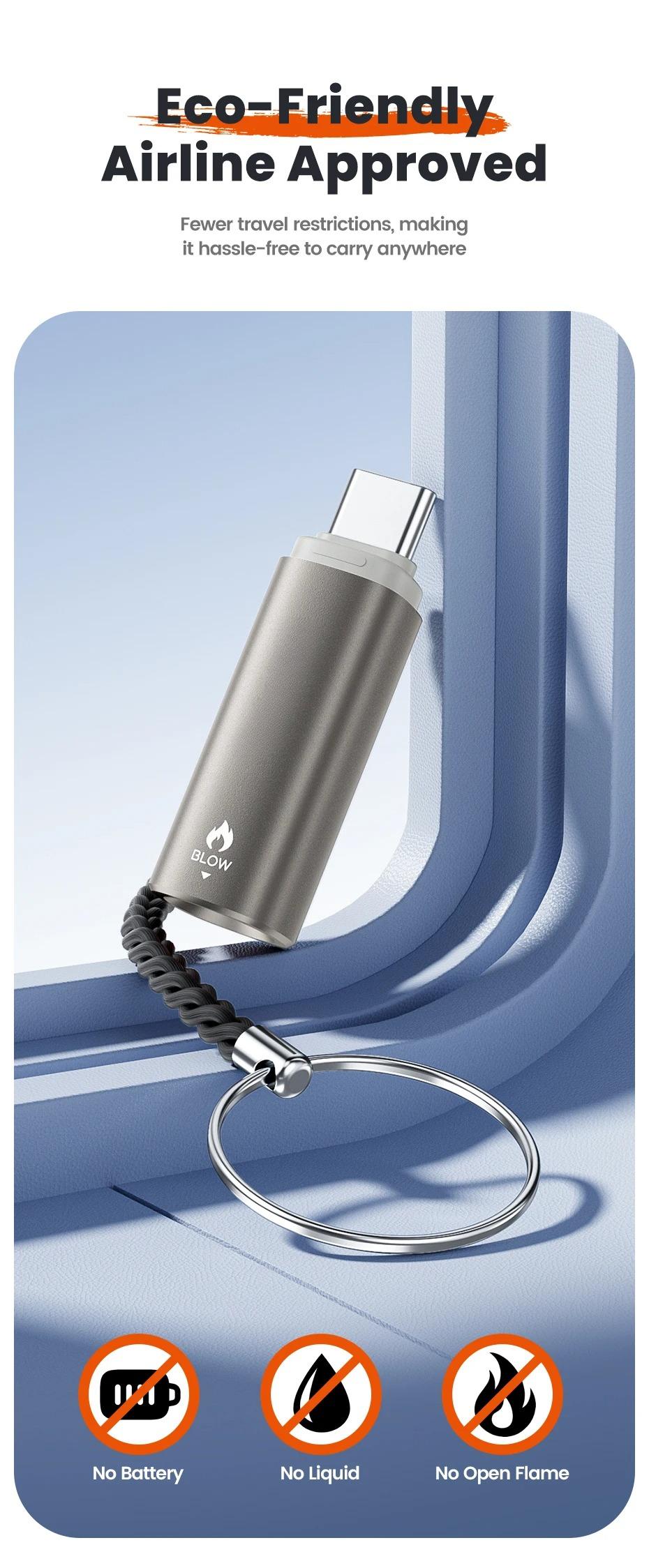 Type-C Mini Electric  Plug&Play Blow to  Mobile  Windproof Fast