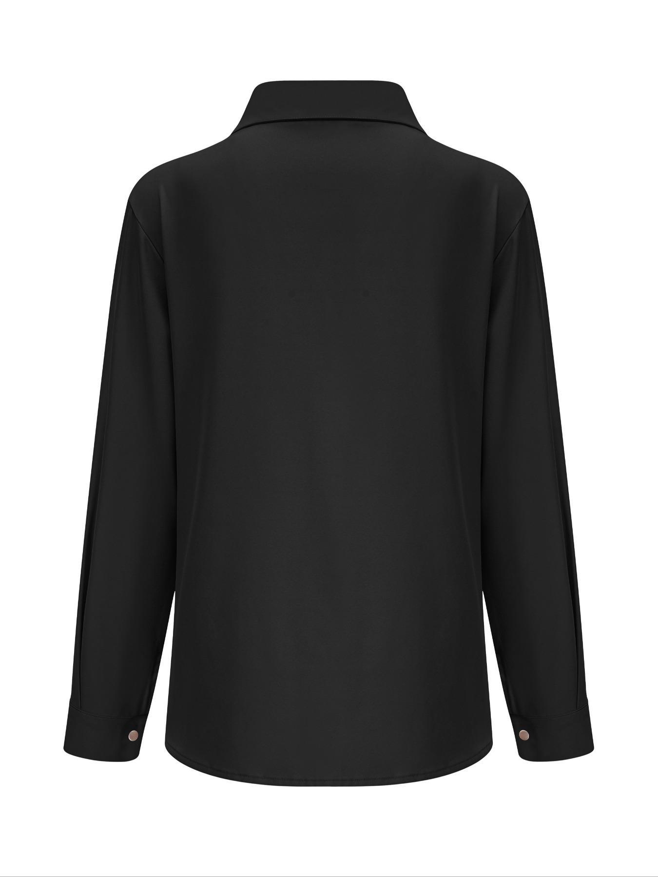 Women's Plain Button Shirt Blouse, Casual Long Sleeve Top for Daily Wear, Ladies Clothes for All Seasons, Chic Womenswear