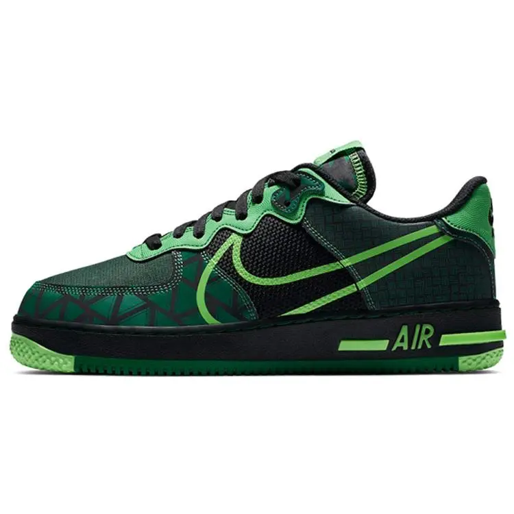 Nike Air Force 1 React QS Naija Low-Top Sneakers for Men and Women – Comfortable Black and Green Verifiable, with credentials and supporting global authentication