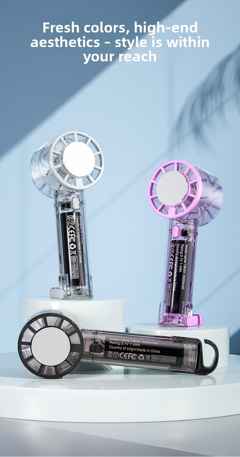 Handheld ice-cooling fan, small semiconductor refrigeration, digital display, portable pocket fan for dormitory and travel, wholesale