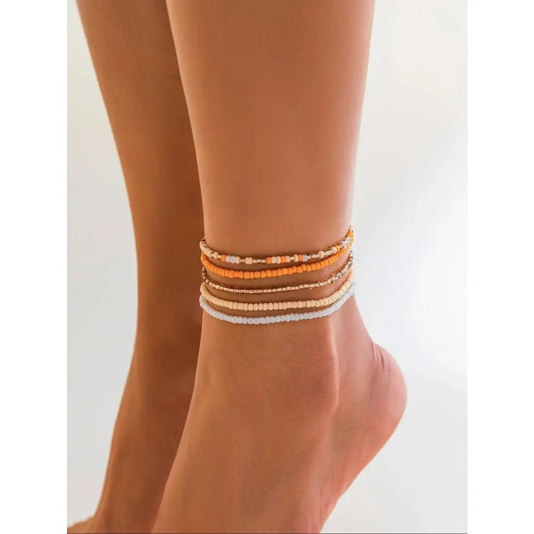 Boho Chic Beaded Colorful Layered Anklet Foot Jewelry for Women & Girls, Teenage Girl Jewellery Accessories, Gifts for Girlfriend, Fashion Decoration Jewelry for Party and Daily Wear