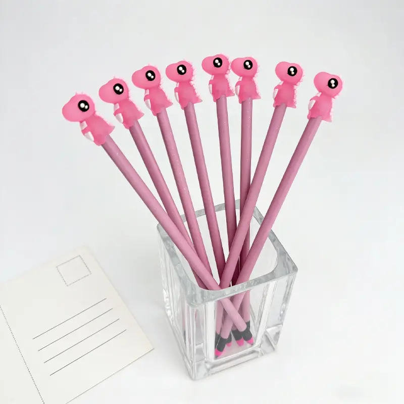 15/25pcs Creative and Lovely Pink Dinosaur - themed Wooden Pencils for Campus Design, Creative Gifts in Dinosaur Series for Back - to - School Season, Colors Random