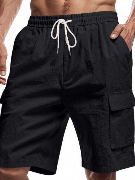 Men's Linen Fashion Work Shorts, Multi-Pocket Design with Drawstring Waistband, Casual Vacation & Daily Wear Essential