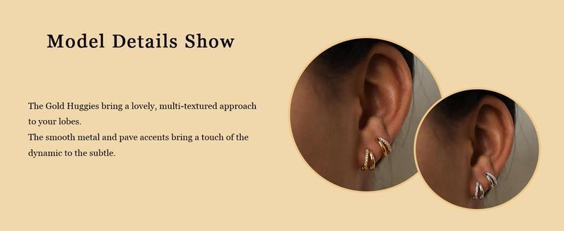 HavenThread Gold Hoop Earrings for Women 14K Gold Plated Huggie Hoop Earrings with Cubic Zirconia Hypoallergenic Design for Daily Wear & Gifts