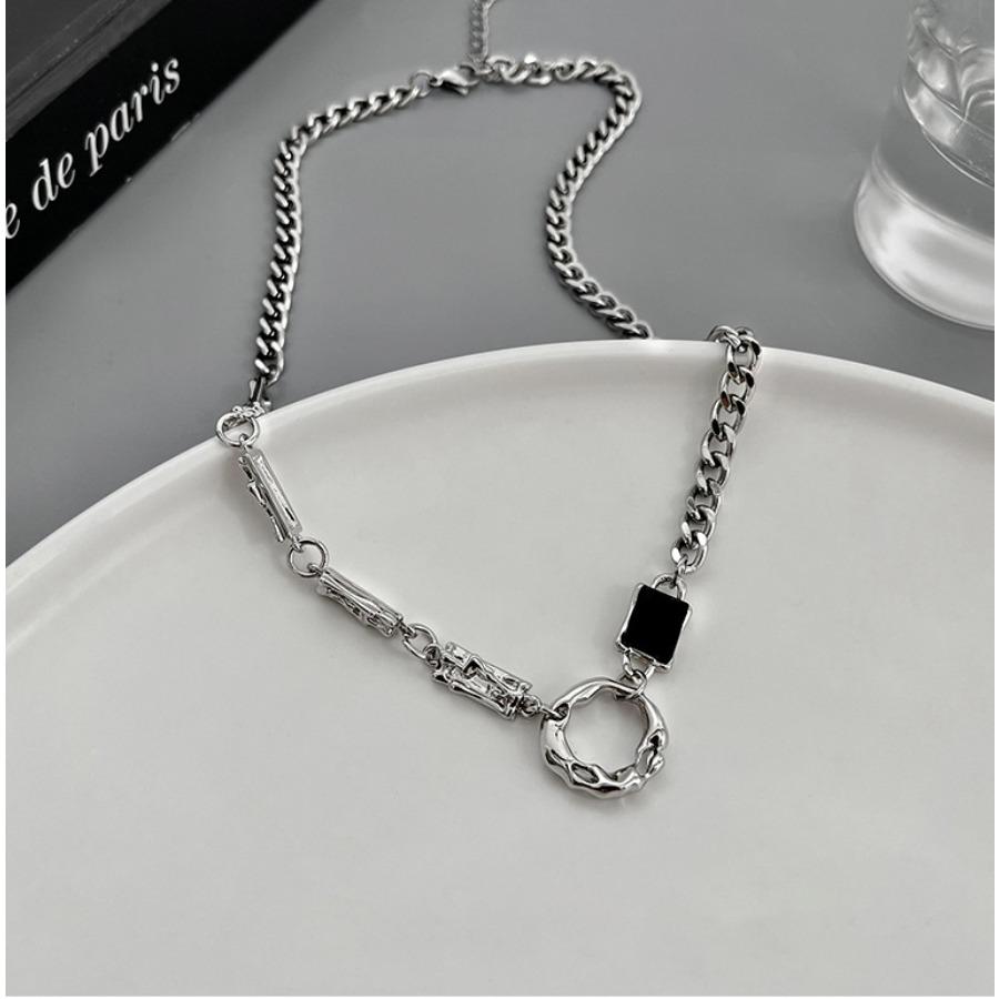 Titanium steel splicing necklace men's non-fading trendy design high-end sense personality versatile women's new accessories