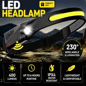 1/4/8pcs Rechargeable Sensor Headlamp, Wide Angle LED Headlamp with Motion Sensor, Elastic Adjustable Lightweight, USB Fast Charging, Multiple Light Modes Adjustable, Suitable for Walking, Running, Maintenance, Fishing, Riding Headlamps