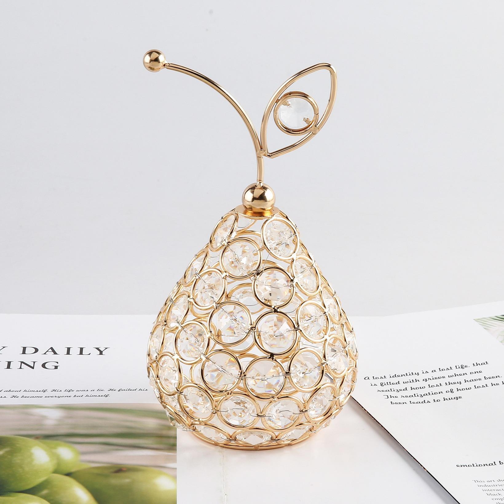 Creative Crystal Craft Fruit Ornament, Living Room Entryway Decor, Table Decoration, Apple, Pear, Pineapple Shapes Home Accent