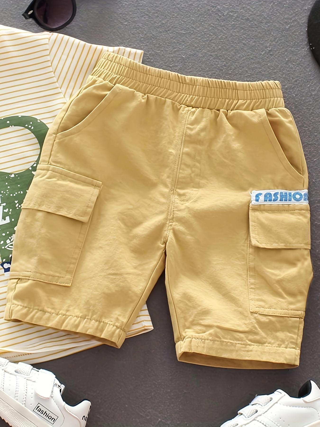 [Summer Shorts |   Thin] 3pcs Boys' Summer Shorts |   Knee-Length Cargo Pants, Thin and Trendy, Medium to Large Kids, New Summer Style, Perfect for Outdoor