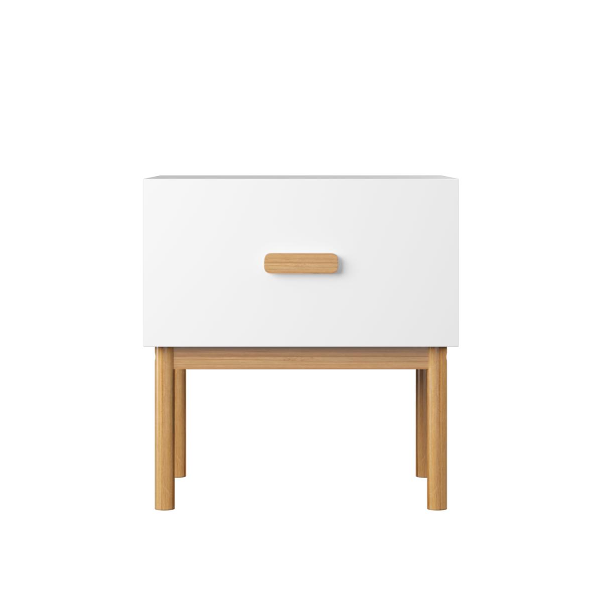 Modern White Nightstand with Drawer and Wood Legs, Minimalist Bedside Table with Handle for Bedroom, Living Room, Apartment Modern White Nightstand with Drawer and Wood Legs, Minimalist Bedside Table with Handle for Bedroom, Living Room, Apartment