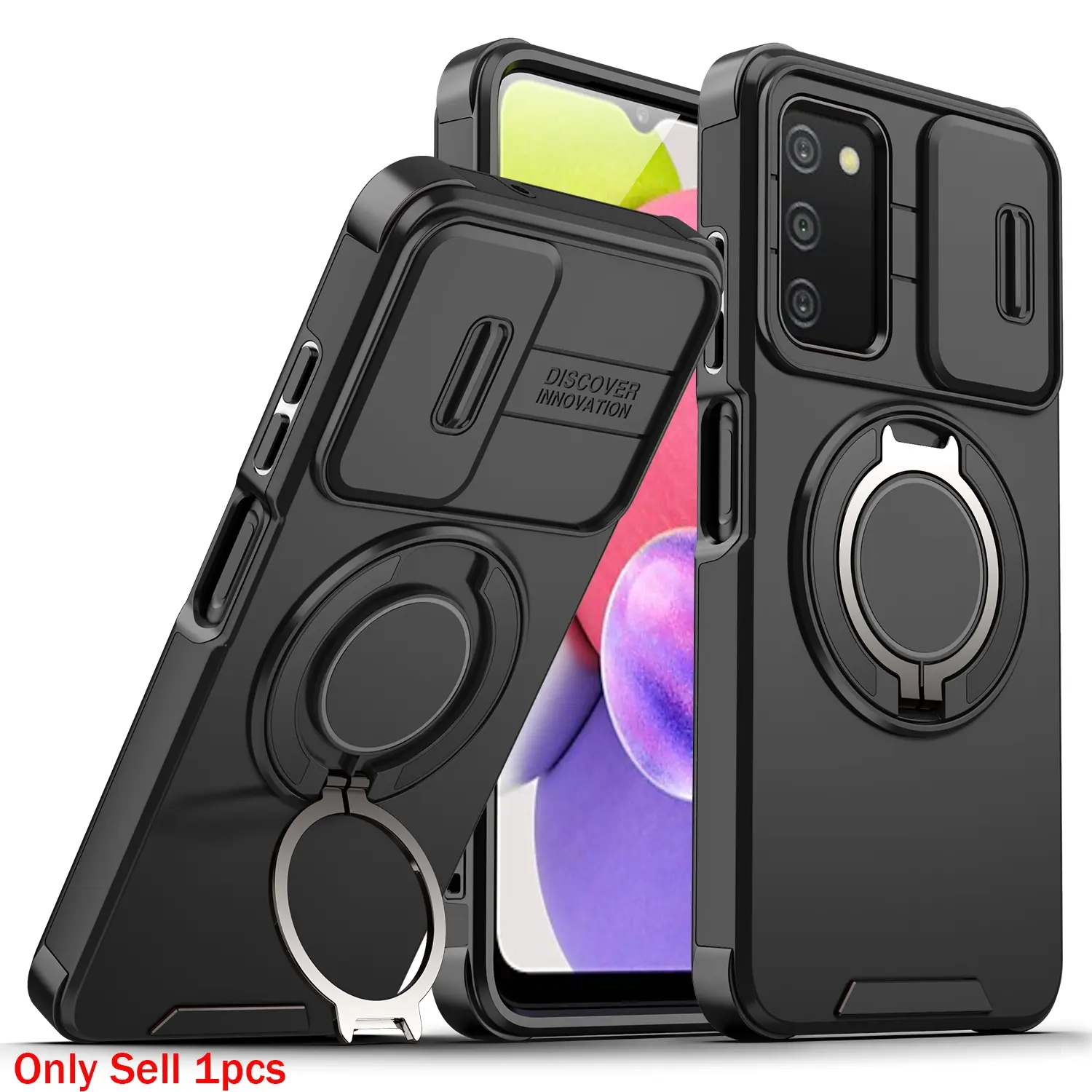 Case for Samsung Galaxy A03s 165.8 Magnetic Ring Stand, Rotatable Shockproof, Anti-Fingerprint Lens Cover, Durable Military Grade Protection for Samsung Galaxy A03s 165.8 Case