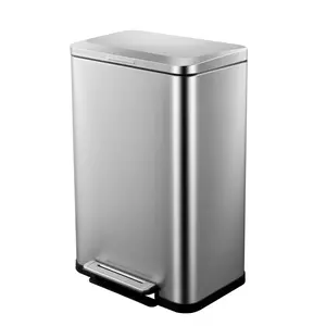 GARVEE13 Gallon Tall Kitchen Garbage Can, Hands-Free Stainless Steel Rectangular Trash Can with Fingerprint-Resistant Soft Close Lid, Ideal for Kitchen, Office, and Bathroom Use