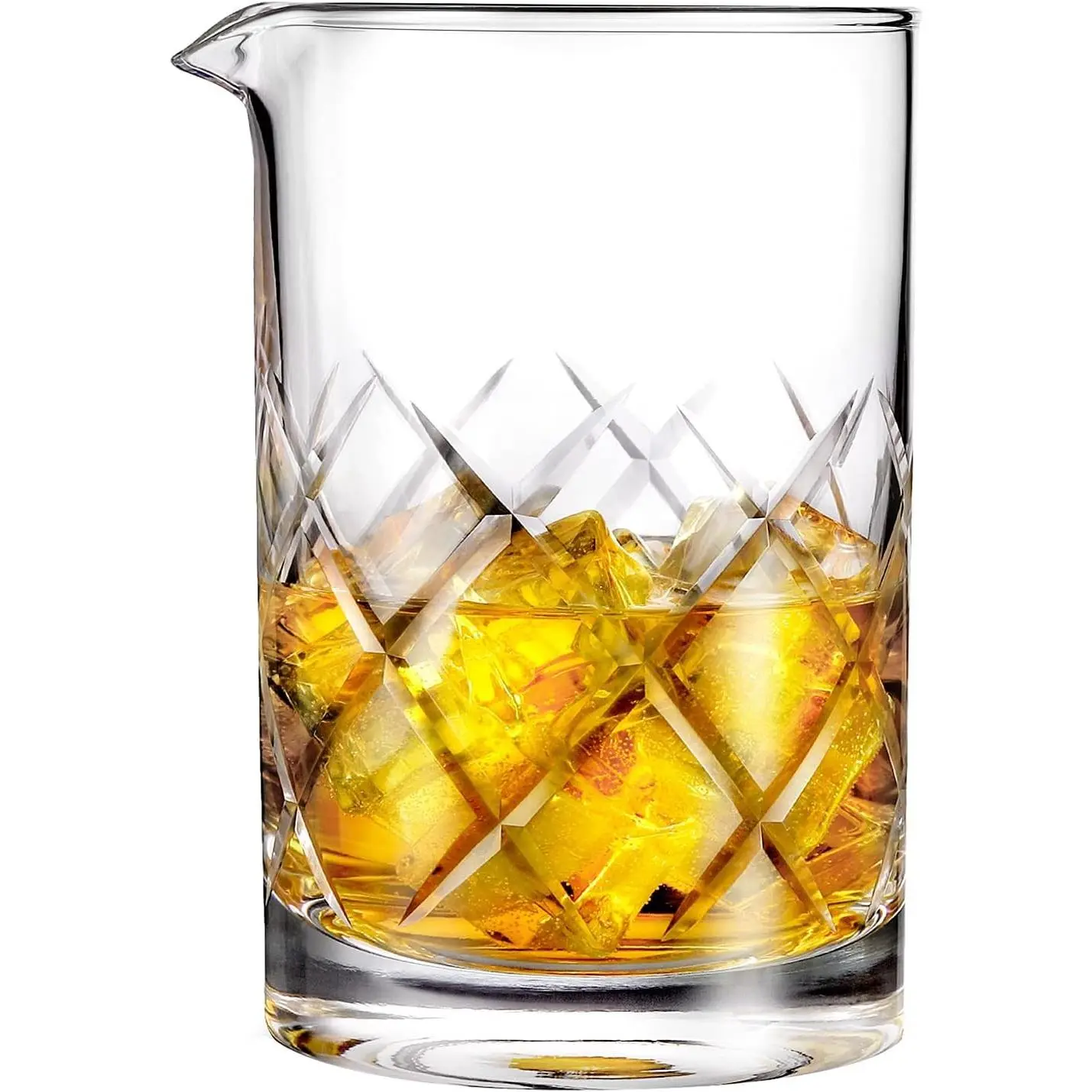 Professional 24 Oz Wide Mouth Cocktail Mixing Glass - Thick Bottom, Seamless Crystal Construction, Compatible with Cocktail Strainer