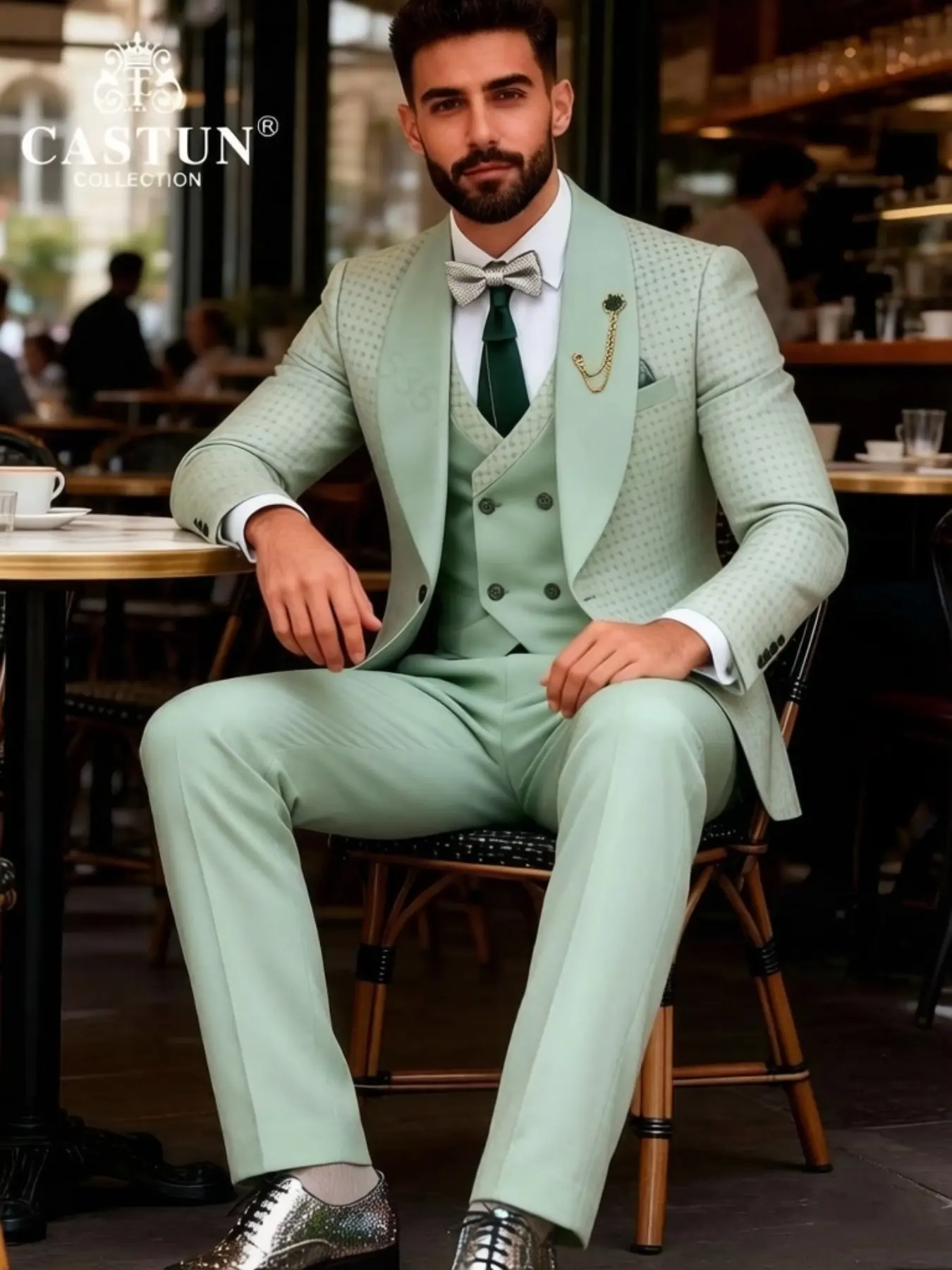 Men's Three-Piece Suit Set, Slim-Fitting Blazer, Long Sleeve, Party Style, Formal, Ideal for Weddings, Business Casual, Gift for Husband